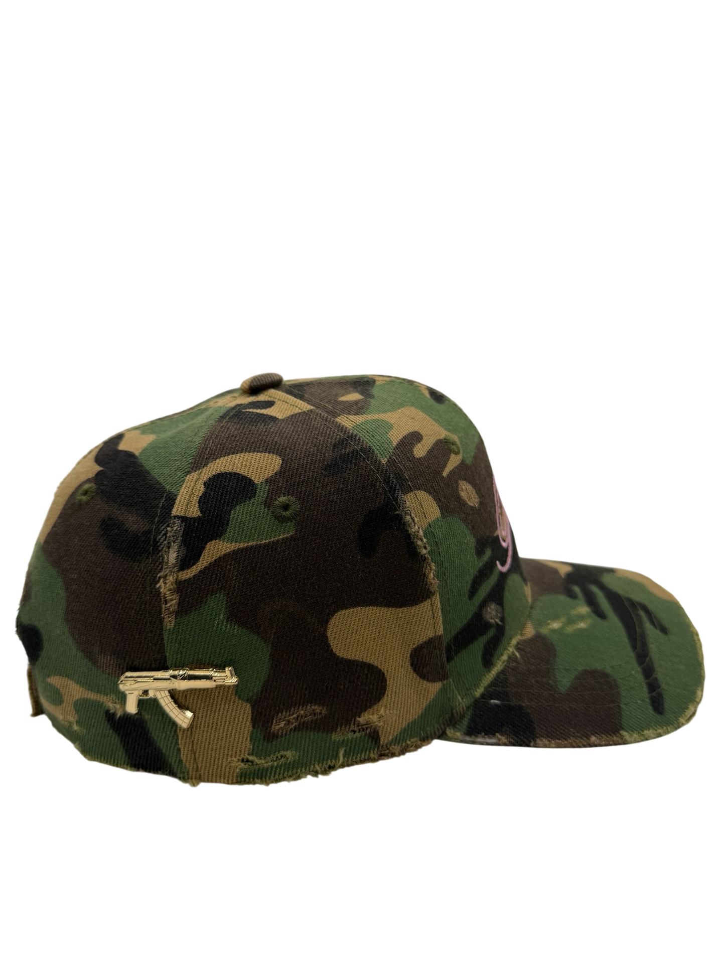 WAR hat in Classic Woodland Camo w/ Pink