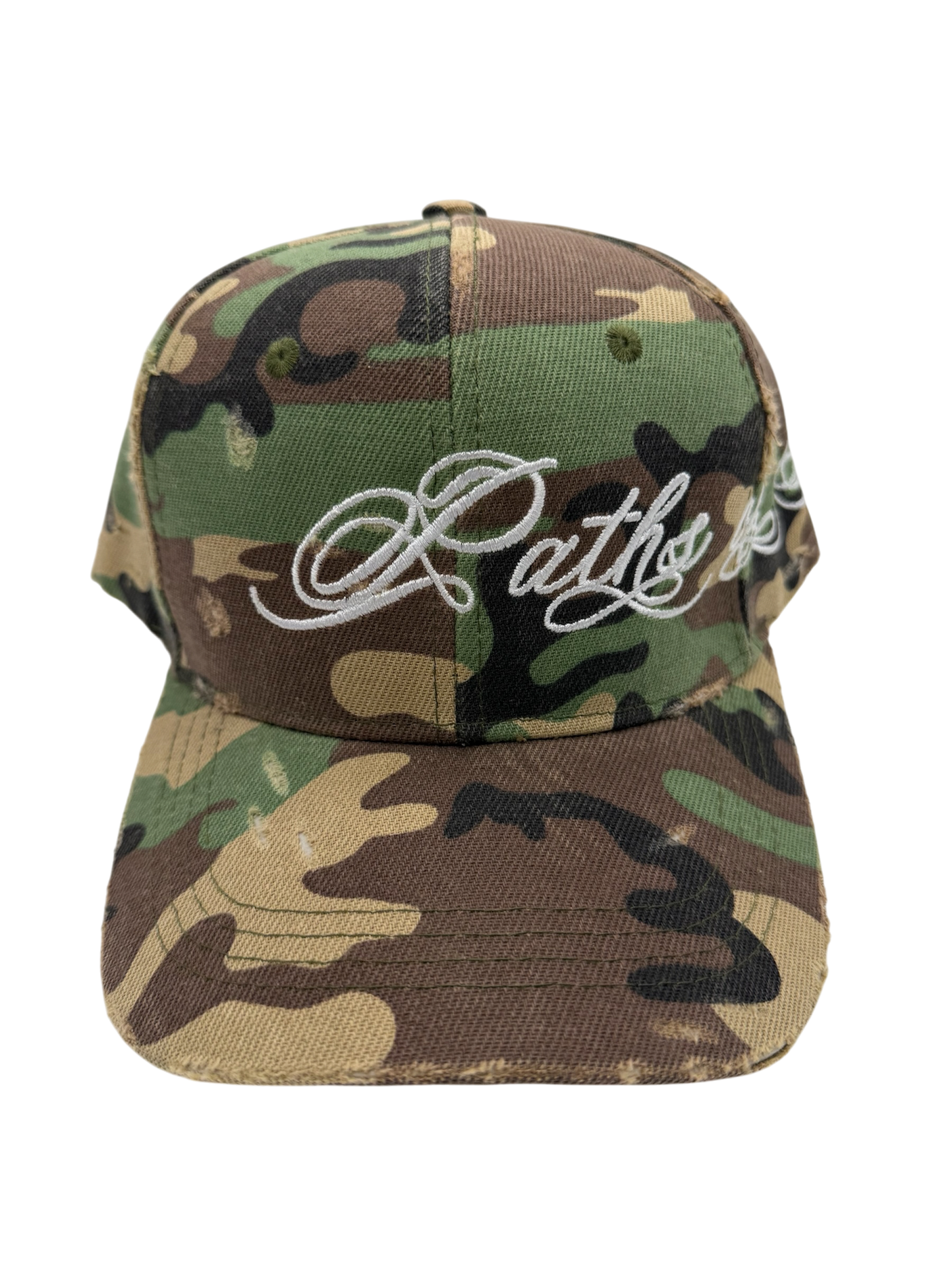 WAR hat in Classic Woodland Camo w/ White