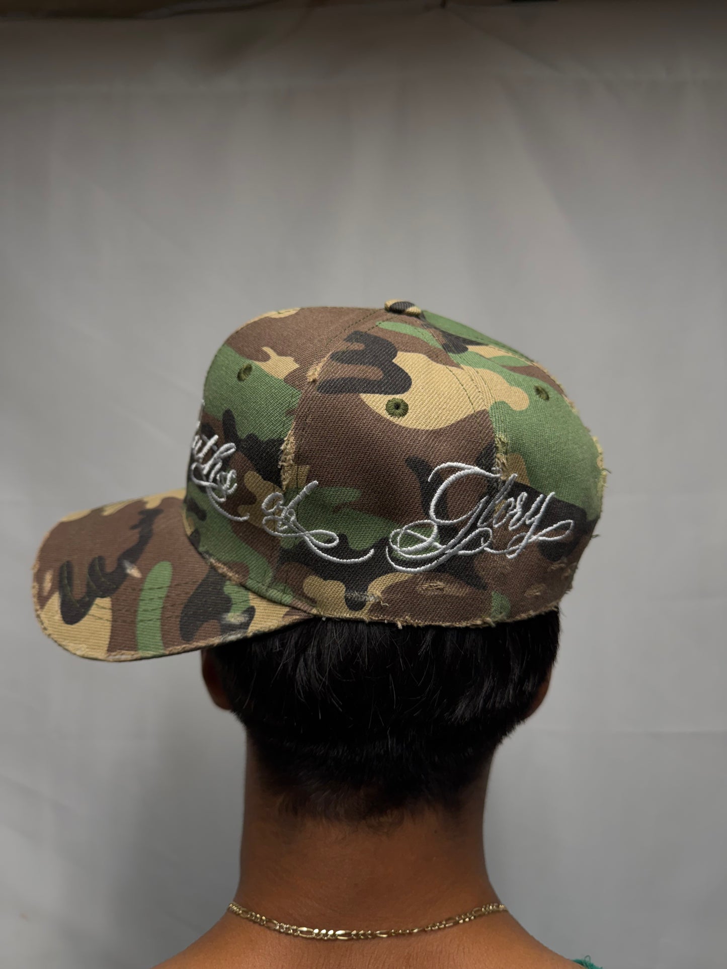 WAR hat in Classic Woodland Camo w/ White