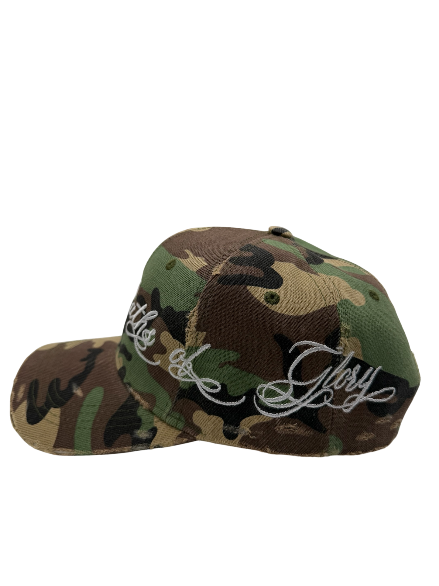 WAR hat in Classic Woodland Camo w/ White