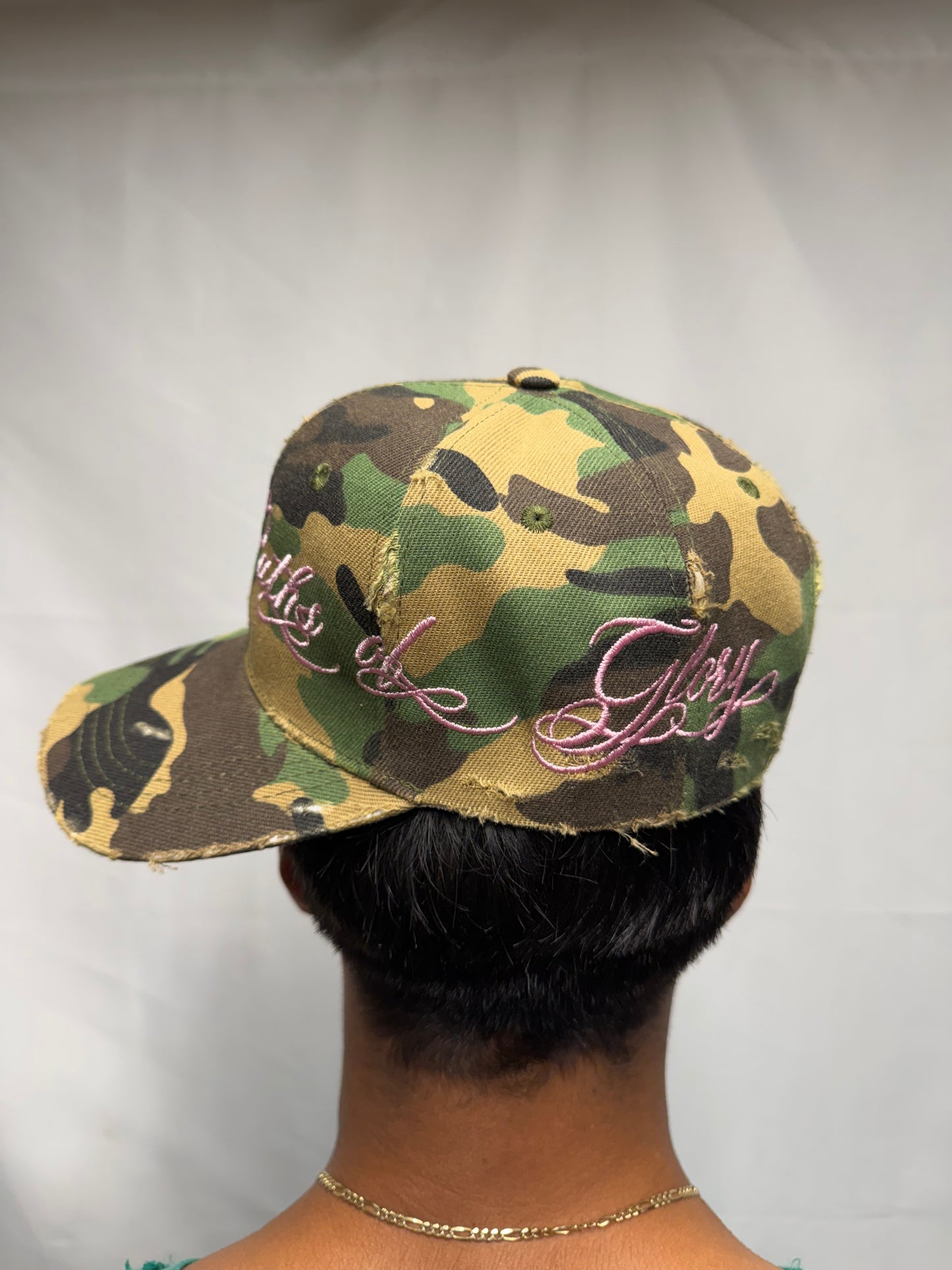 WAR hat in Classic Woodland Camo w/ Pink