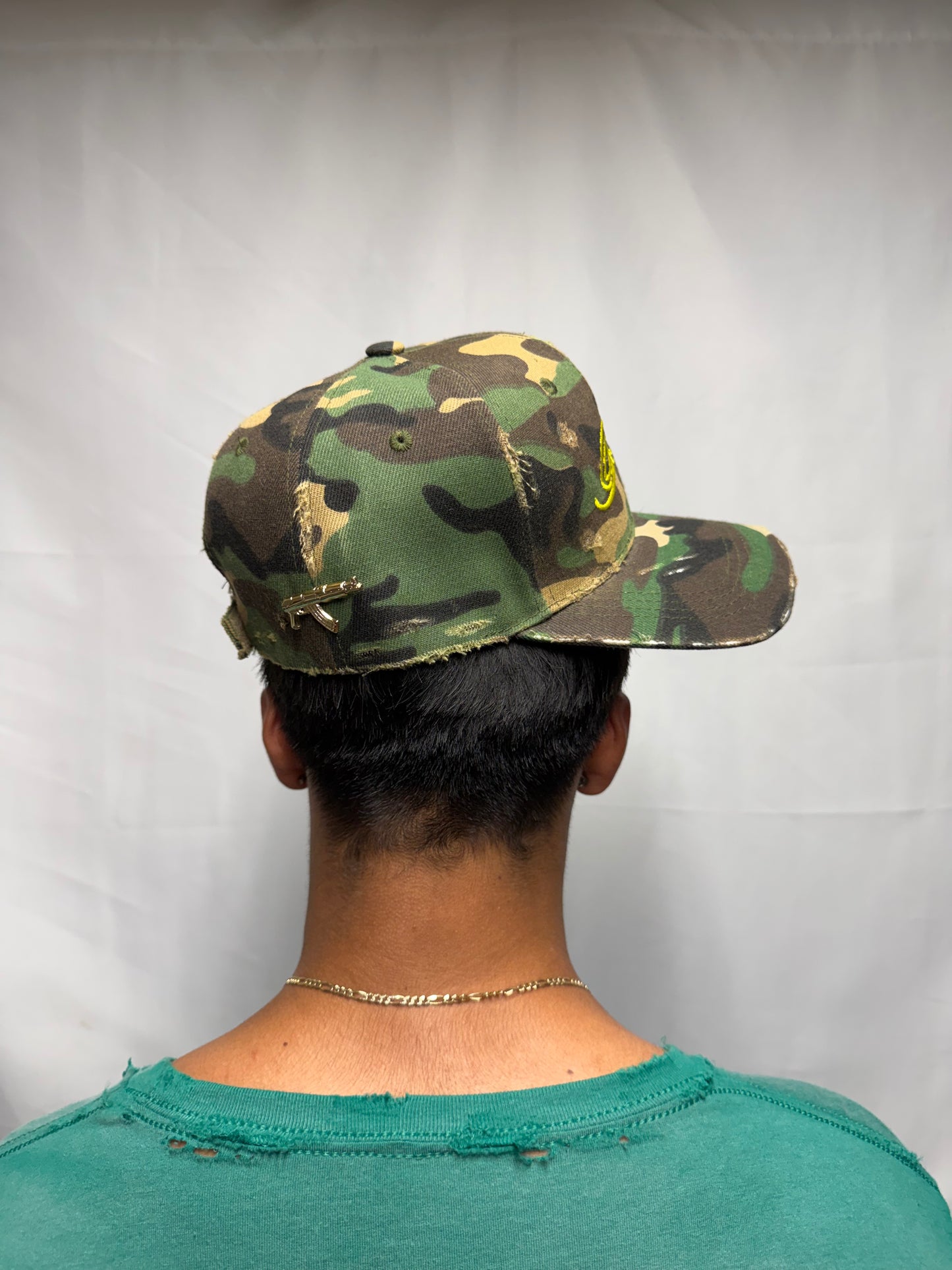 WAR hat in Classic Woodland Multi Camo w/ Yellow