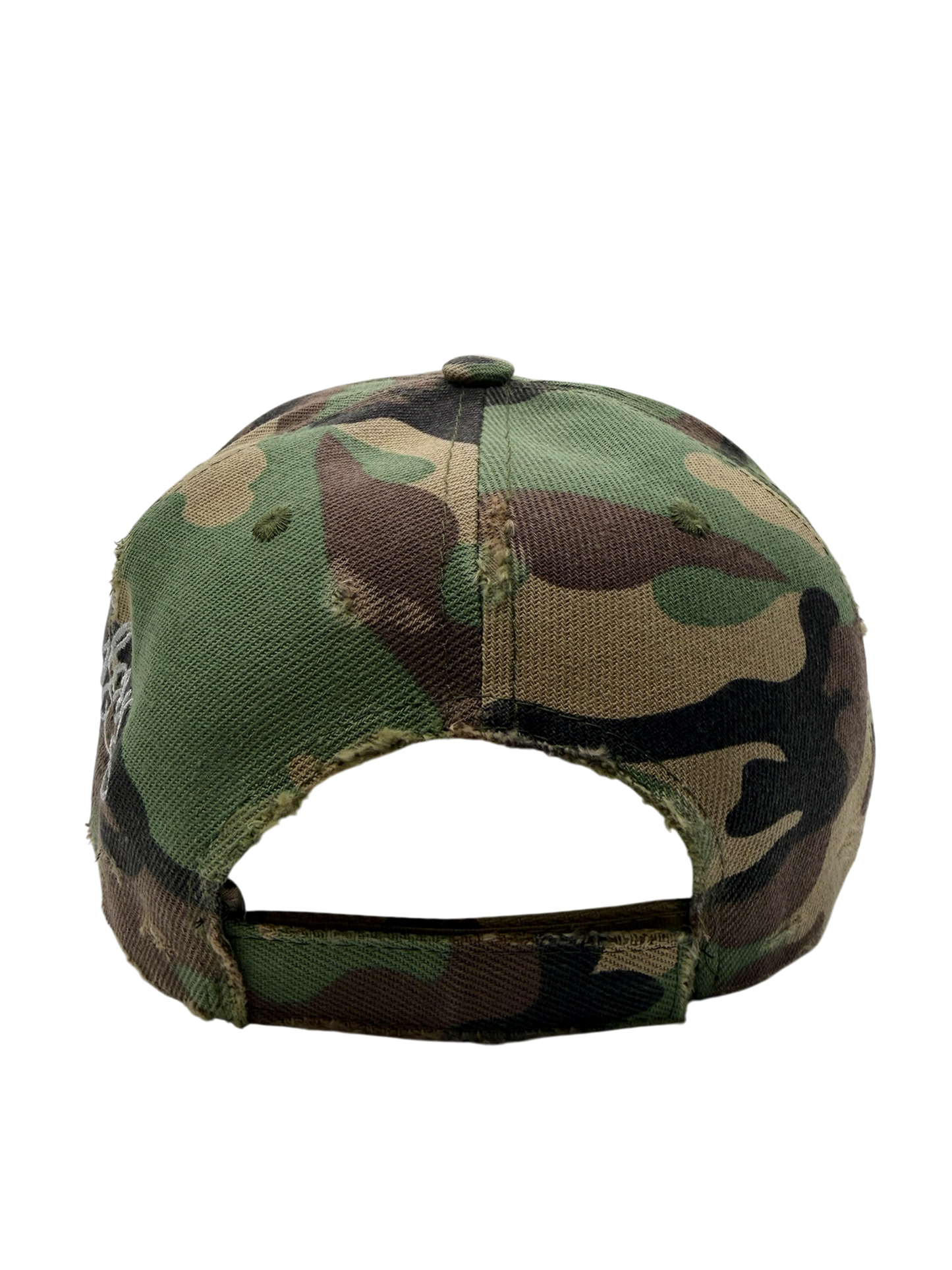 WAR hat in Classic Woodland Camo w/ White