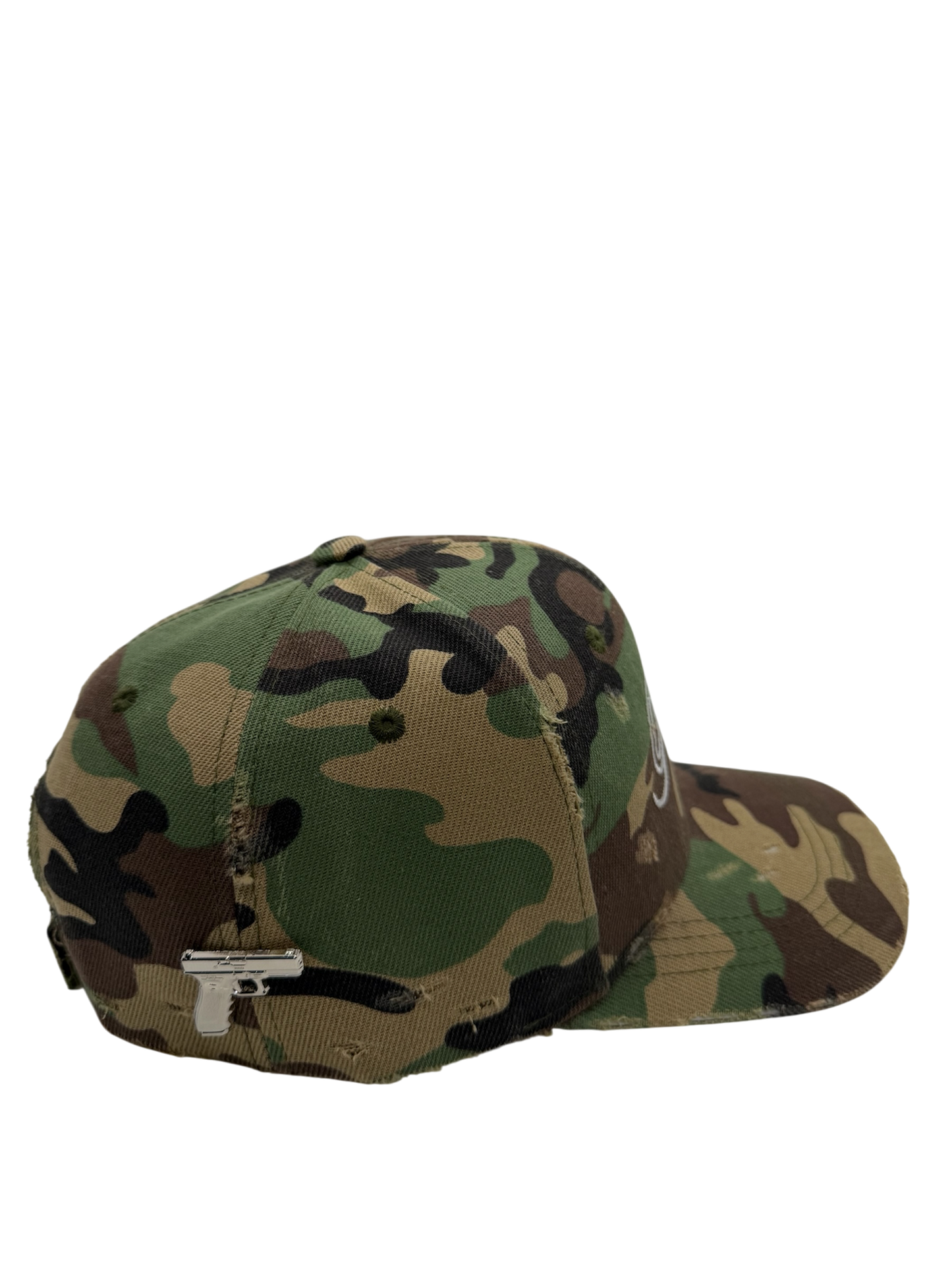 WAR hat in Classic Woodland Camo w/ White