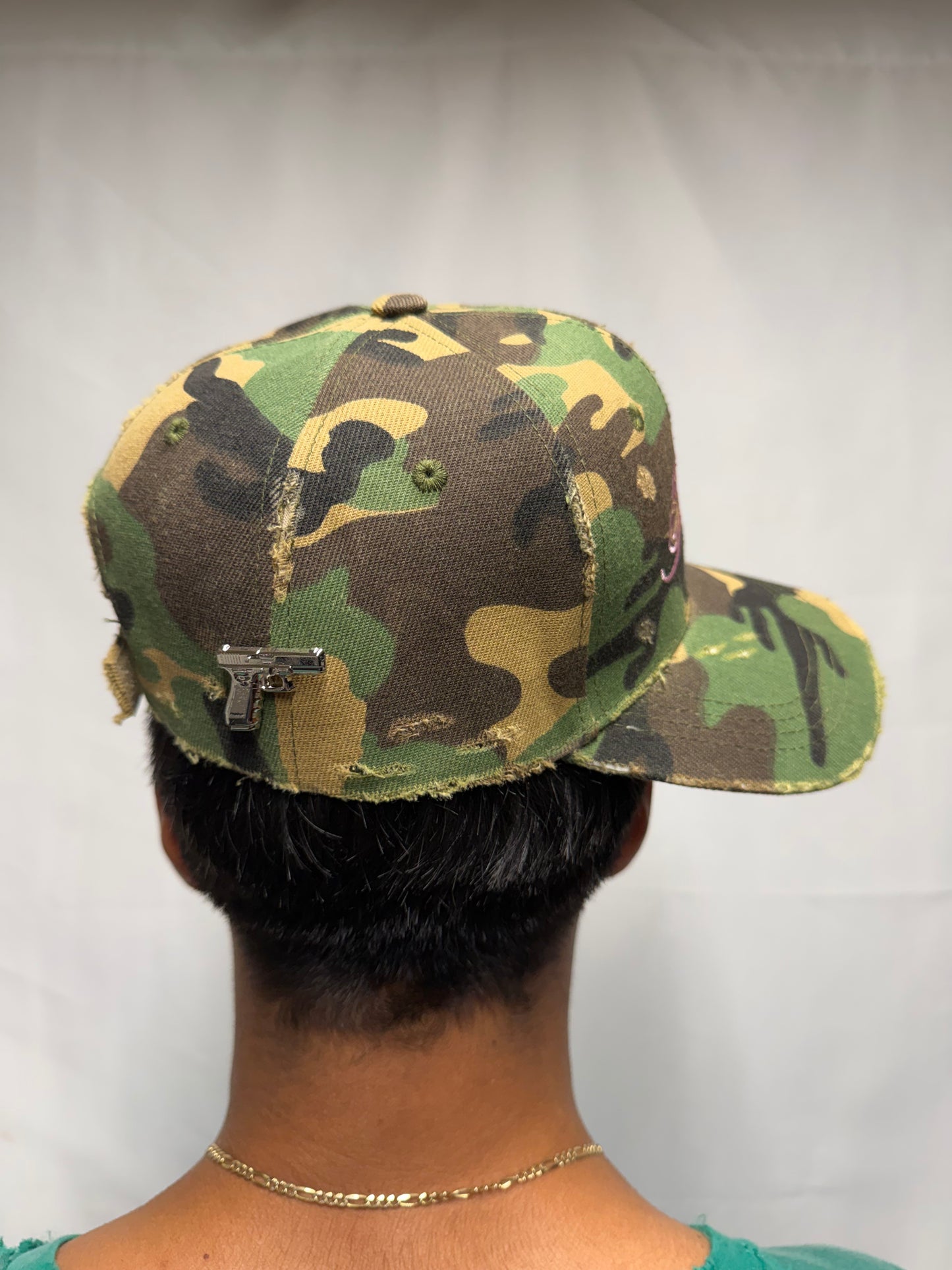 WAR hat in Classic Woodland Camo w/ Pink