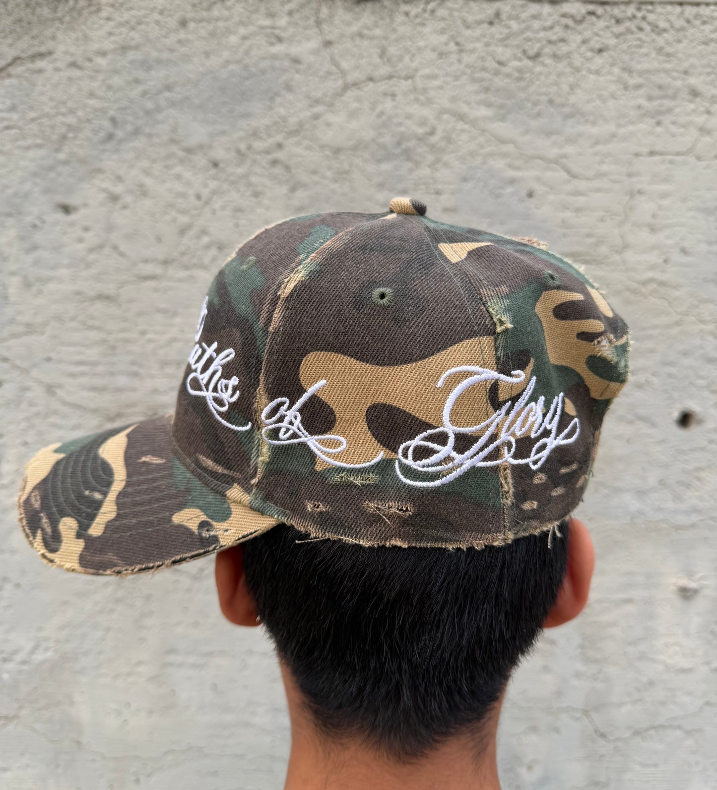 "WAR" hat in Vintage Woodland Camo